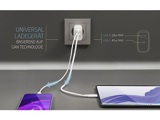 ISY IWC 4065 65W Ladegerät Universal, Weiß