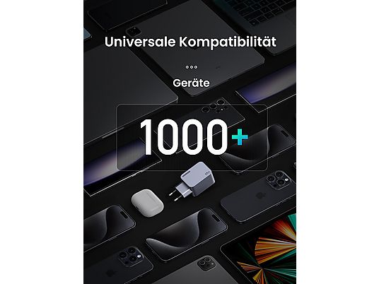 UGREEN Nexode Pro 65W 3-Port GaN Wall Charger Universal, Gray