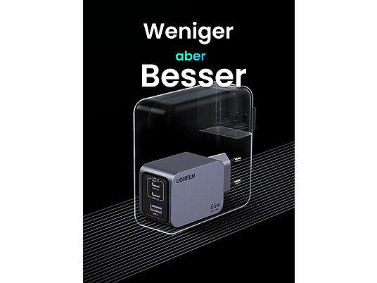 UGREEN Nexode Pro 65W 3-Port GaN Wall Charger Universal, Gray